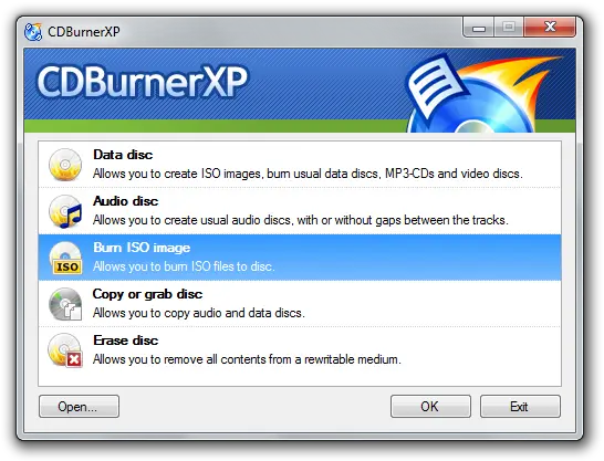 CDBurnerXP is a free application to burn CDs and DVDs, including Blu-Ray and HD-DVDs